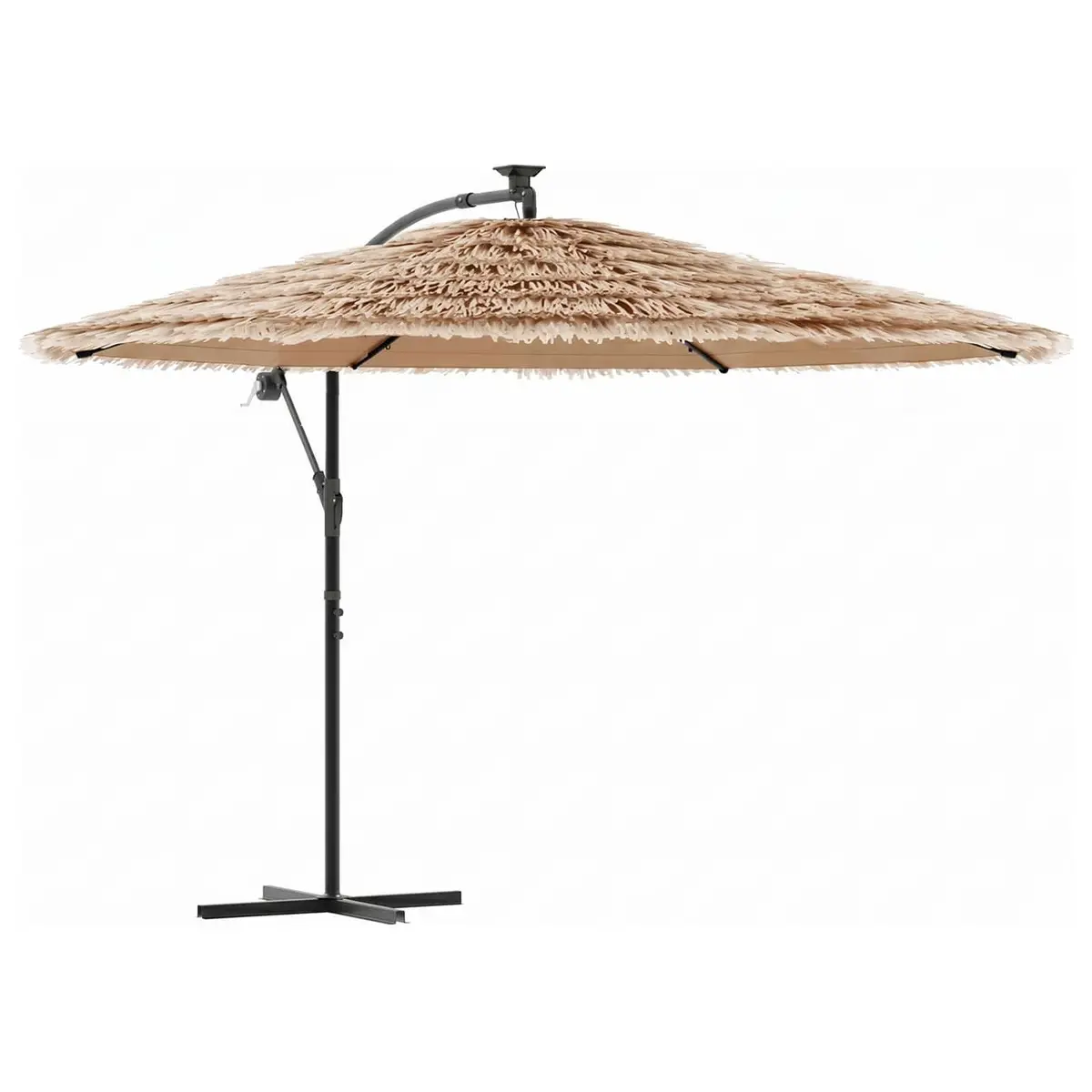 Garden Parasol Outdoor Umbrella Sun Shade Brown Steel Pole Crank Mechanism