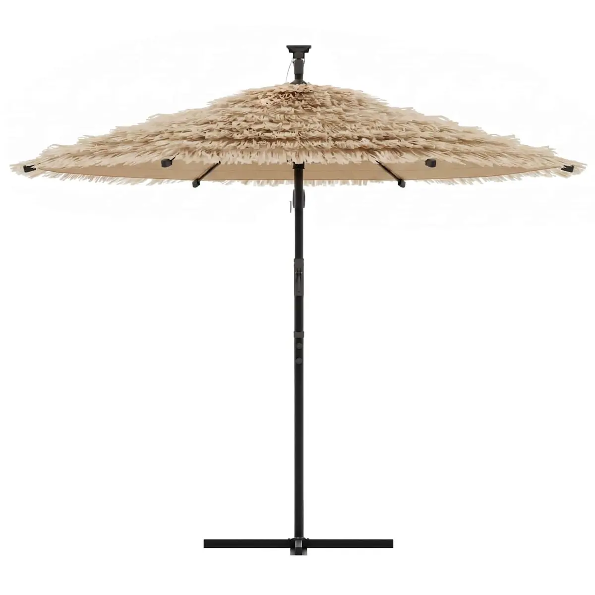 Garden Parasol Outdoor Umbrella Sun Shade Brown Steel Pole Crank Mechanism