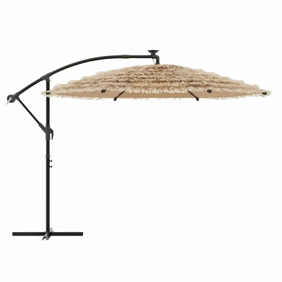 Garden Parasol Outdoor Umbrella Sun Shade Brown Steel Pole Crank Mechanism