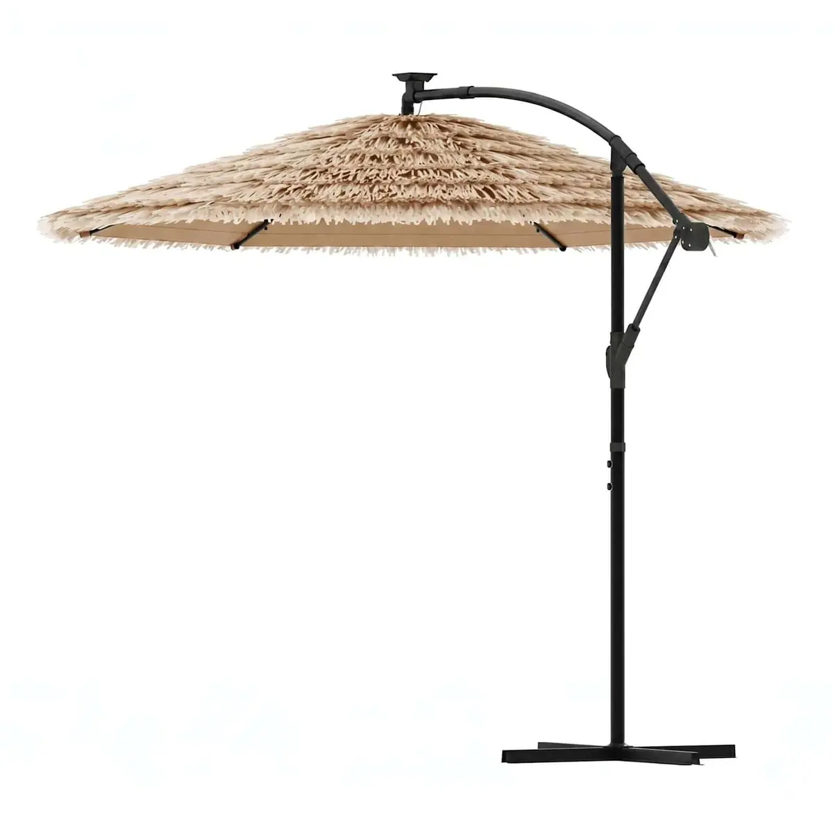 Garden Parasol Outdoor with LED Lights Brown 246x246x230cm