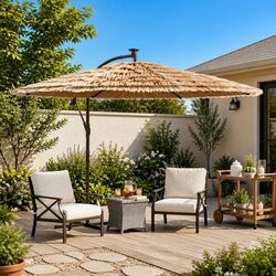 Specifications of Brown Garden Parasol with LED Lights