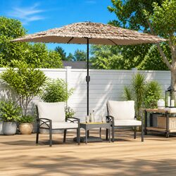 Garden Parasol Outdoor Umbrella Sun Shade Crank Brown 300x200x250cm Patio