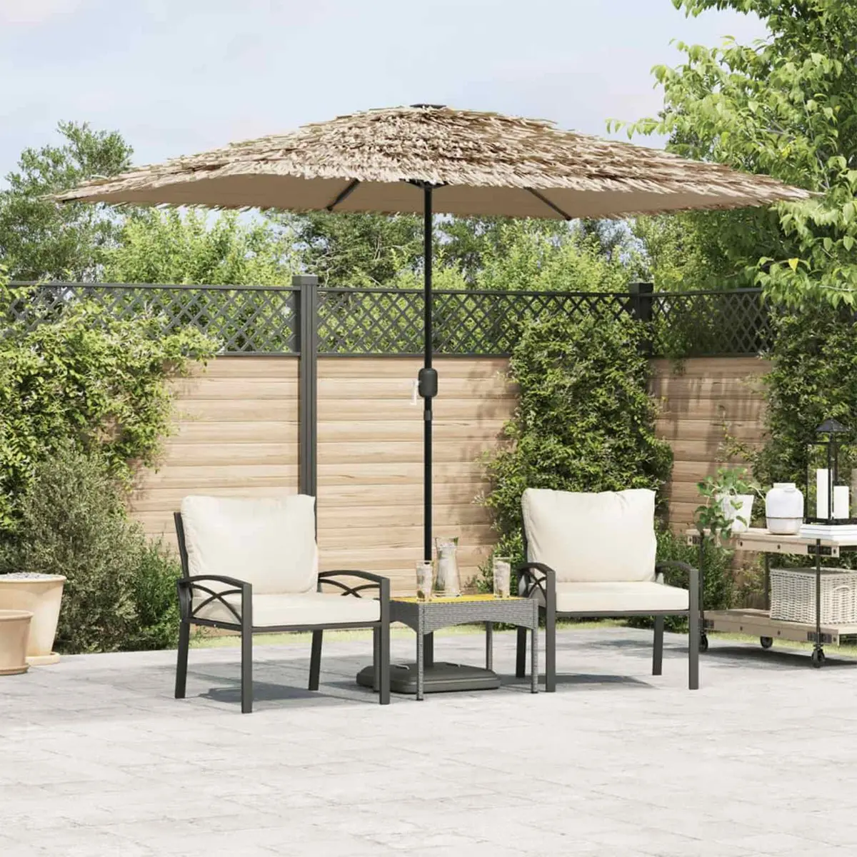 Garden Parasol Crank Umbrella 300x200cm Brown for Outdoor Patio Shade