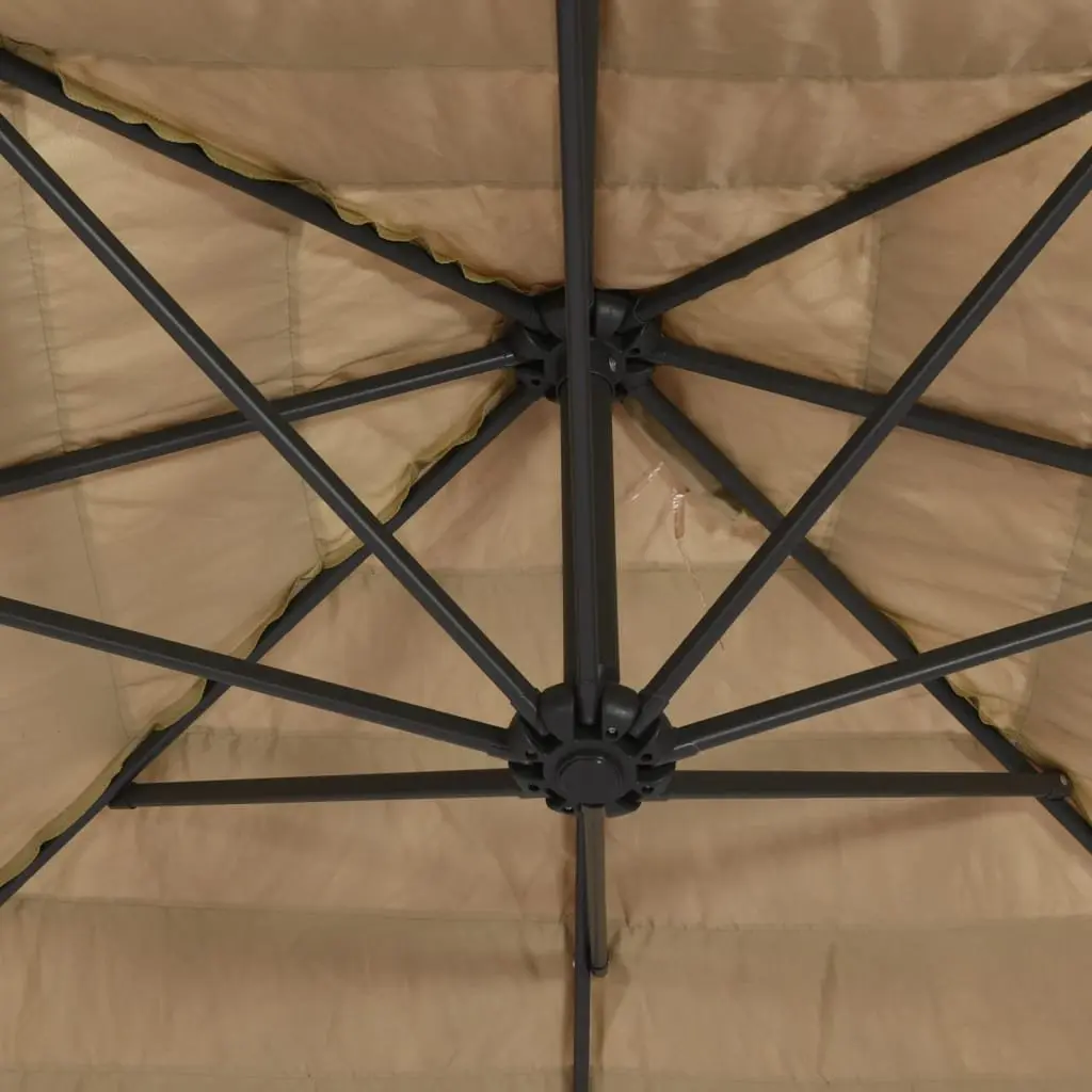 Garden Umbrella Sun Shade Crank Mechanism Brown 388x388x248cm for Outdoor Use