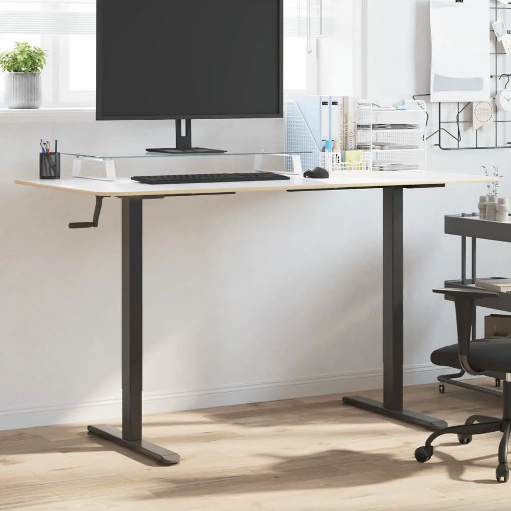 Standing Desk Frame Adjustable Height Black Steel Office Workstation Riser