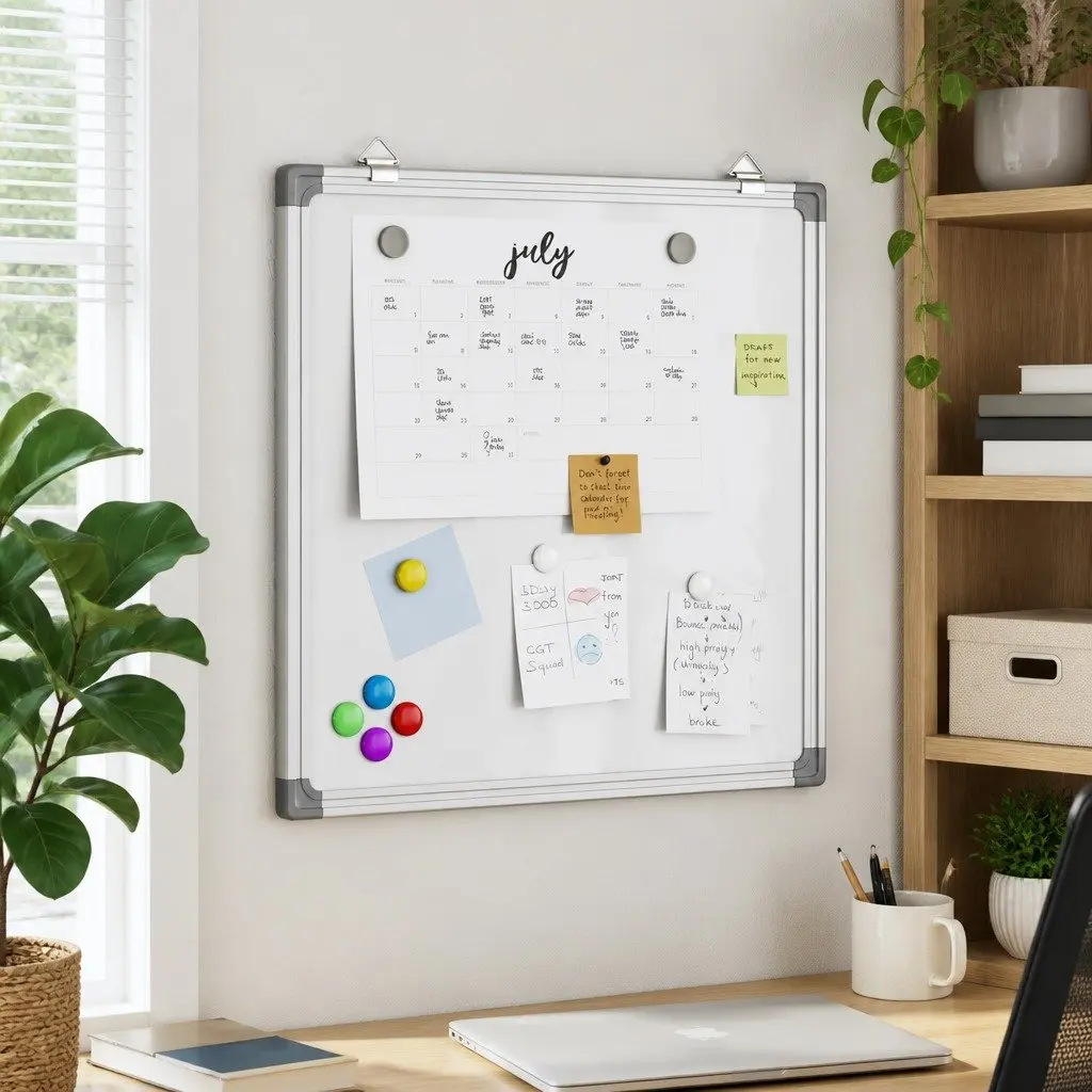 Magnetic Whiteboard 60x60cm Wall Mount Office Home Display Board Writing Surface