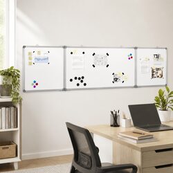 Magnetic Whiteboard Foldable Display Board Office Home Notes Memos Two Panel
