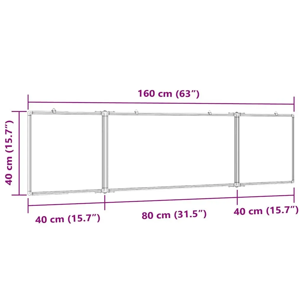Magnetic Whiteboard Foldable Display Board Office Home Notes Memos Two Panel