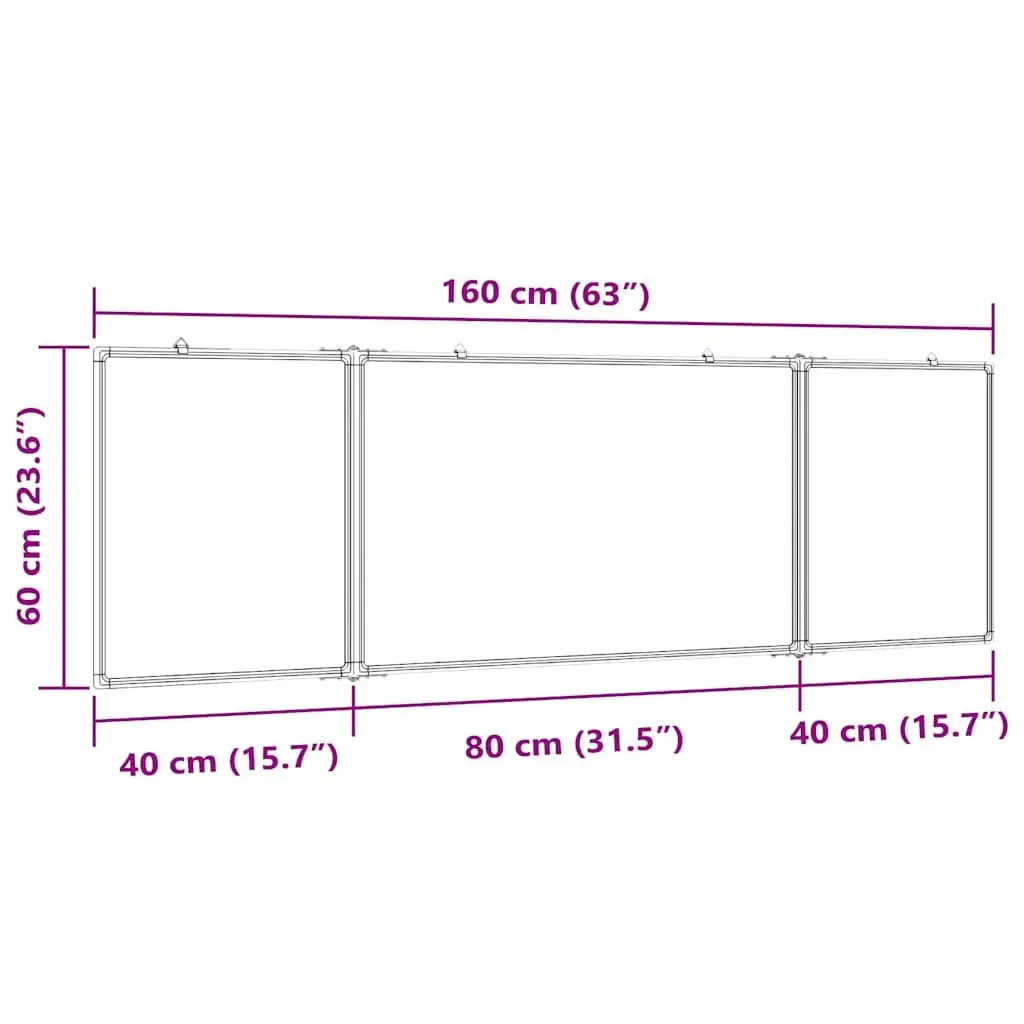 Magnetic Whiteboard Foldable Display Board Office Home 160x60cm