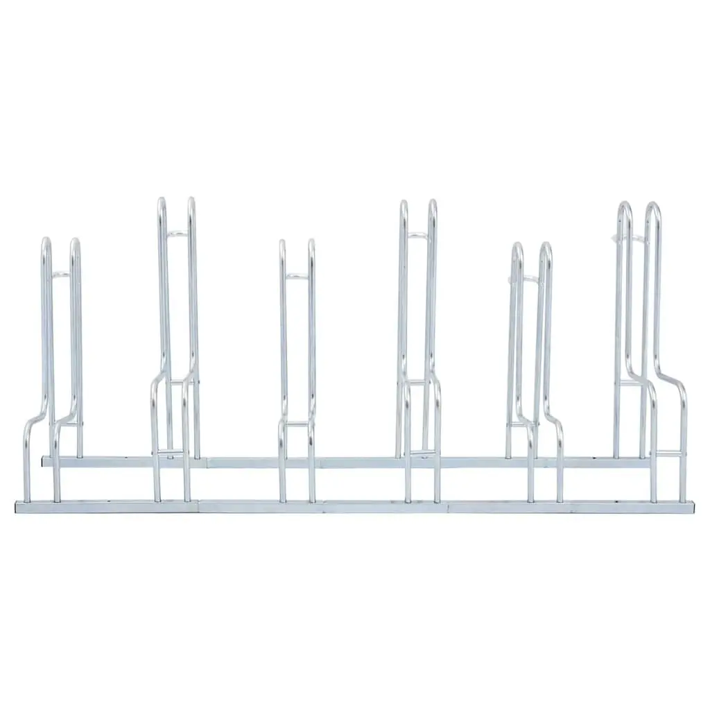 Bicycle Stand Freestanding for Garages and Outdoor Areas Silver Galvanised Steel 6 Bikes