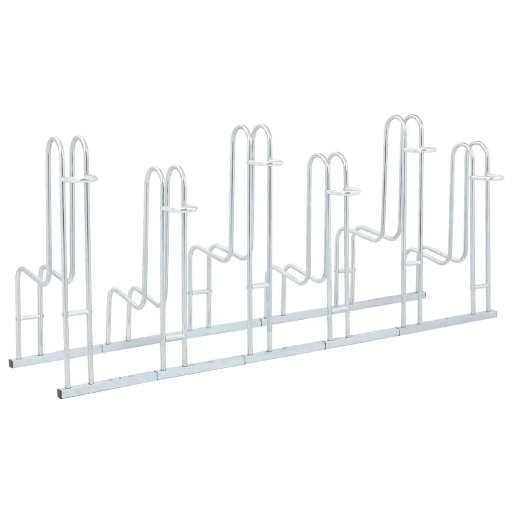 Bicycle Stand Freestanding for Garages and Outdoor Areas Silver Galvanised Steel 6 Bikes