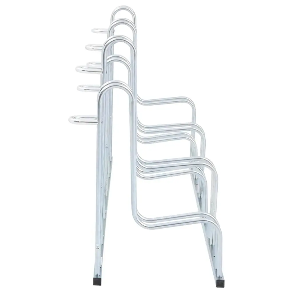 Bicycle Stand Freestanding for Garages and Outdoor Areas Silver Galvanised Steel 6 Bikes