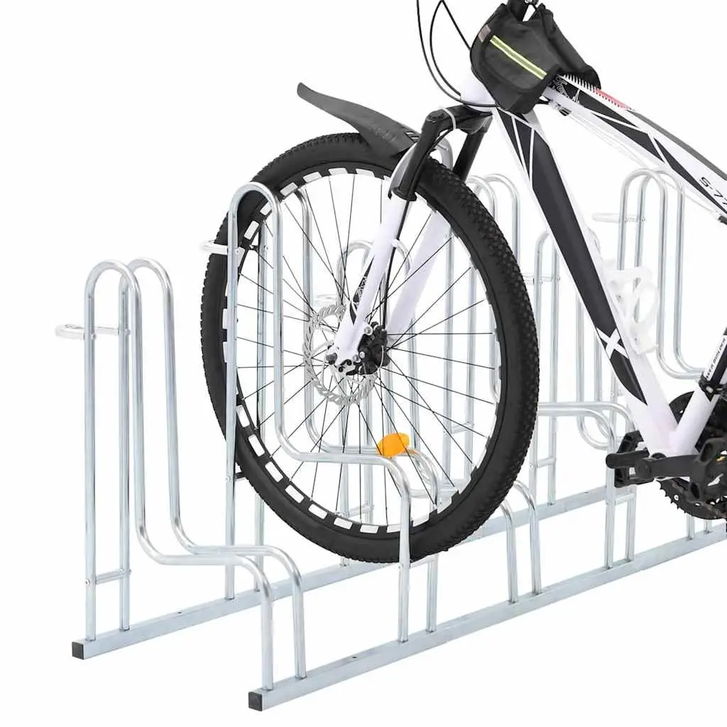 Bicycle Stand Freestanding for Garages and Outdoor Areas Silver Galvanised Steel 6 Bikes