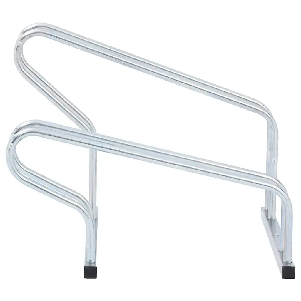 Bicycle Stand for 2 Bikes Floor Freestanding Silver Storage Rack Outdoor Indoor