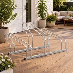 Bicycle Stand 3 Bikes Floor Freestanding Storage Rack Silver Garage Outdoor