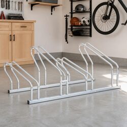 4-Bike Capacity Bicycle Stand in Galvanised Steel Silver