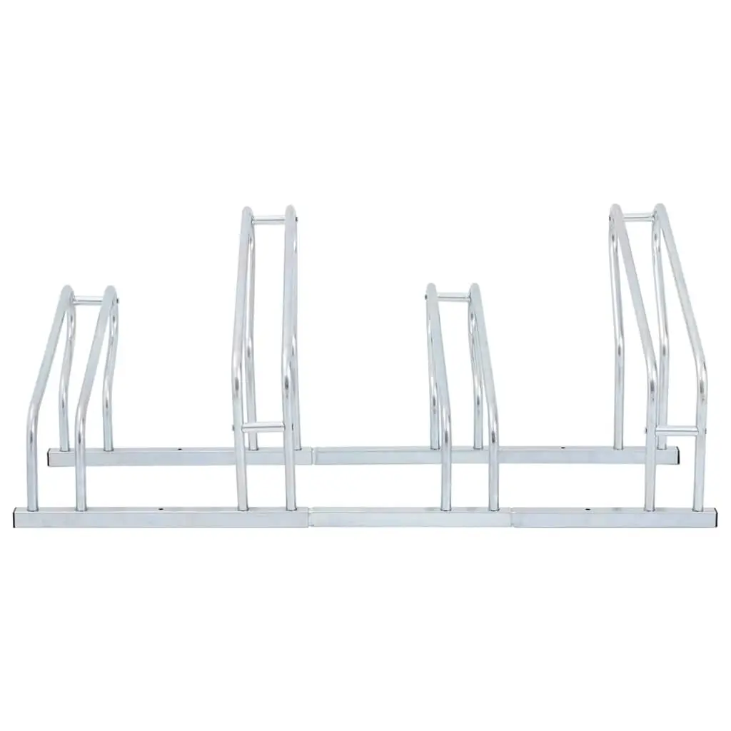 Bicycle Stand for Indoor Outdoor Use Silver Galvanised Steel 4 Bikes