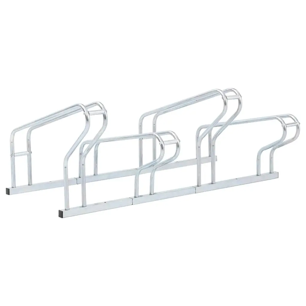 Bicycle Stand for Indoor Outdoor Use Silver Galvanised Steel 4 Bikes