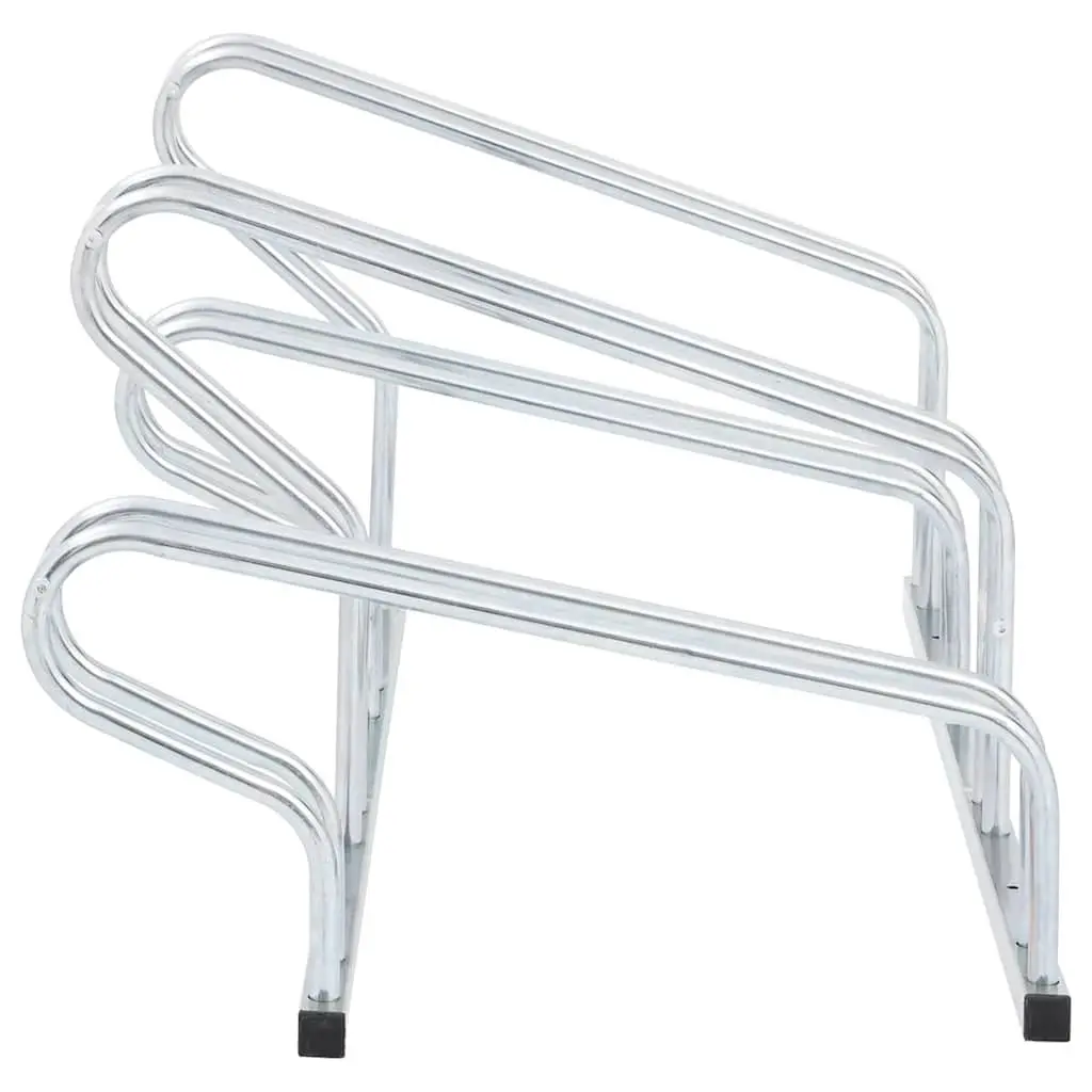Bicycle Stand for Indoor Outdoor Use Silver Galvanised Steel 4 Bikes