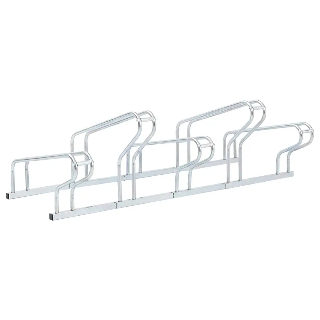 Bicycle Stand Floor Freestanding Storage 5 Bikes Silver Galvanised Steel Rack