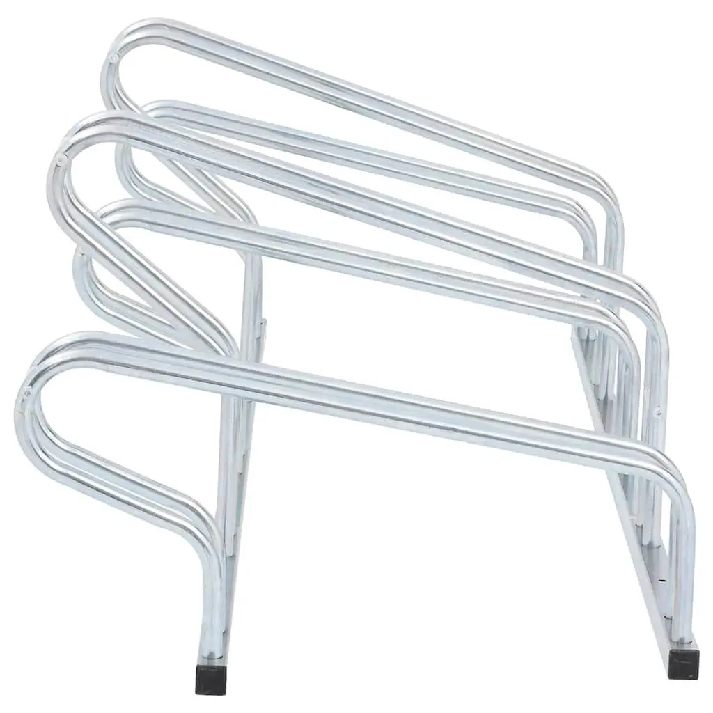 Bicycle Stand Floor Freestanding Storage 5 Bikes Silver Galvanised Steel Rack