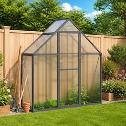 Greenhouse with Base Frame Anthracite 169x58x195 cm Aluminium Polycarbonate