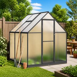 Specifications of Anthracite Greenhouse: 169x169x202 cm, Aluminium Frame