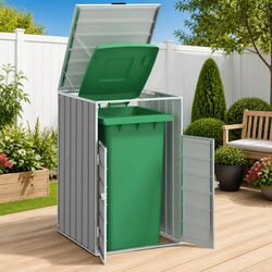 Wheelie Bin Storage Shed Dimensions 72x81x115cm in Grey