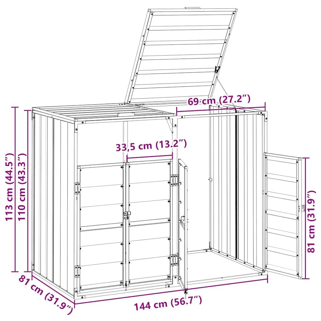 Grey Garden Waste Storage Double Bins