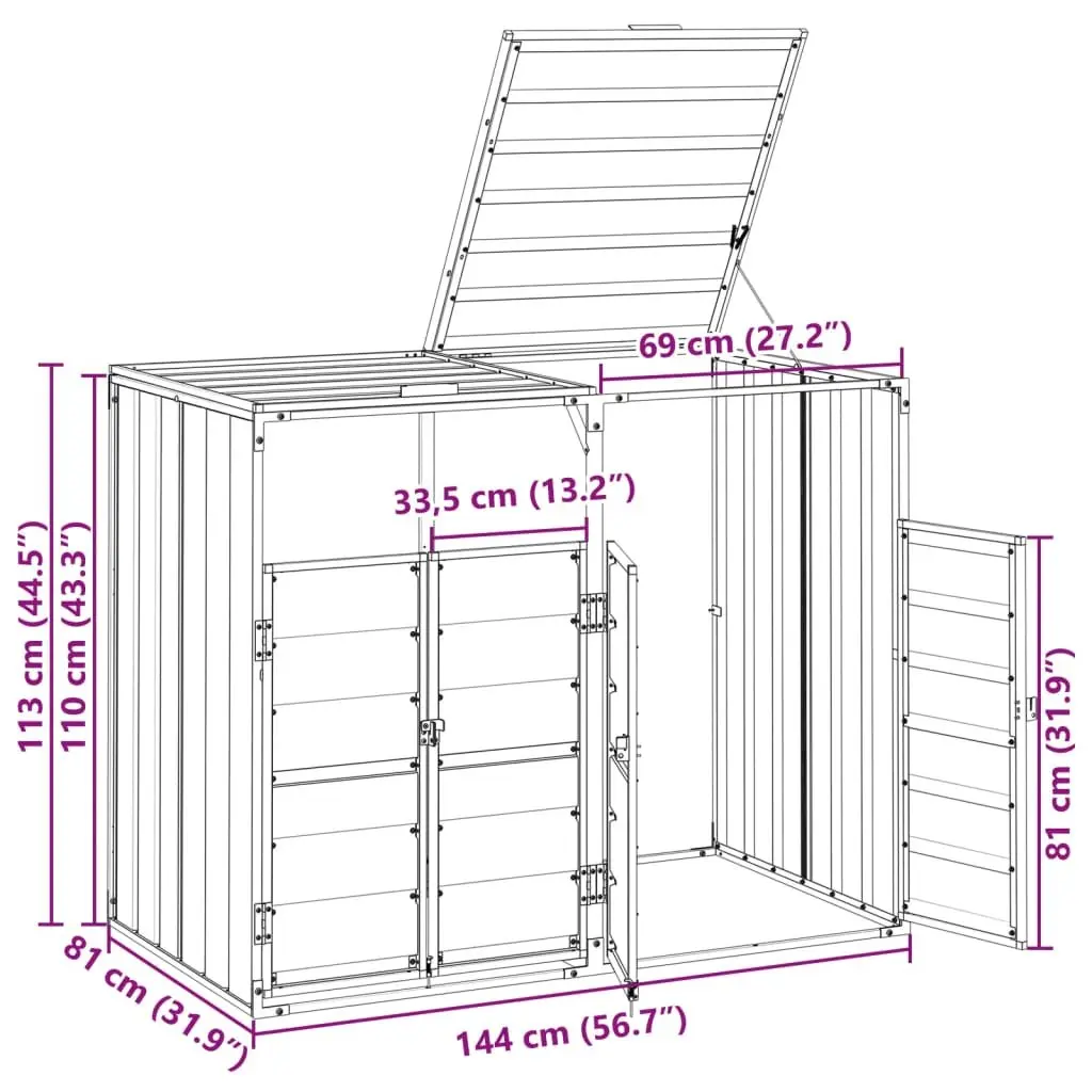 Wheelie Bin Storage Double Bins Anthracite Garden Waste Container Enclosure