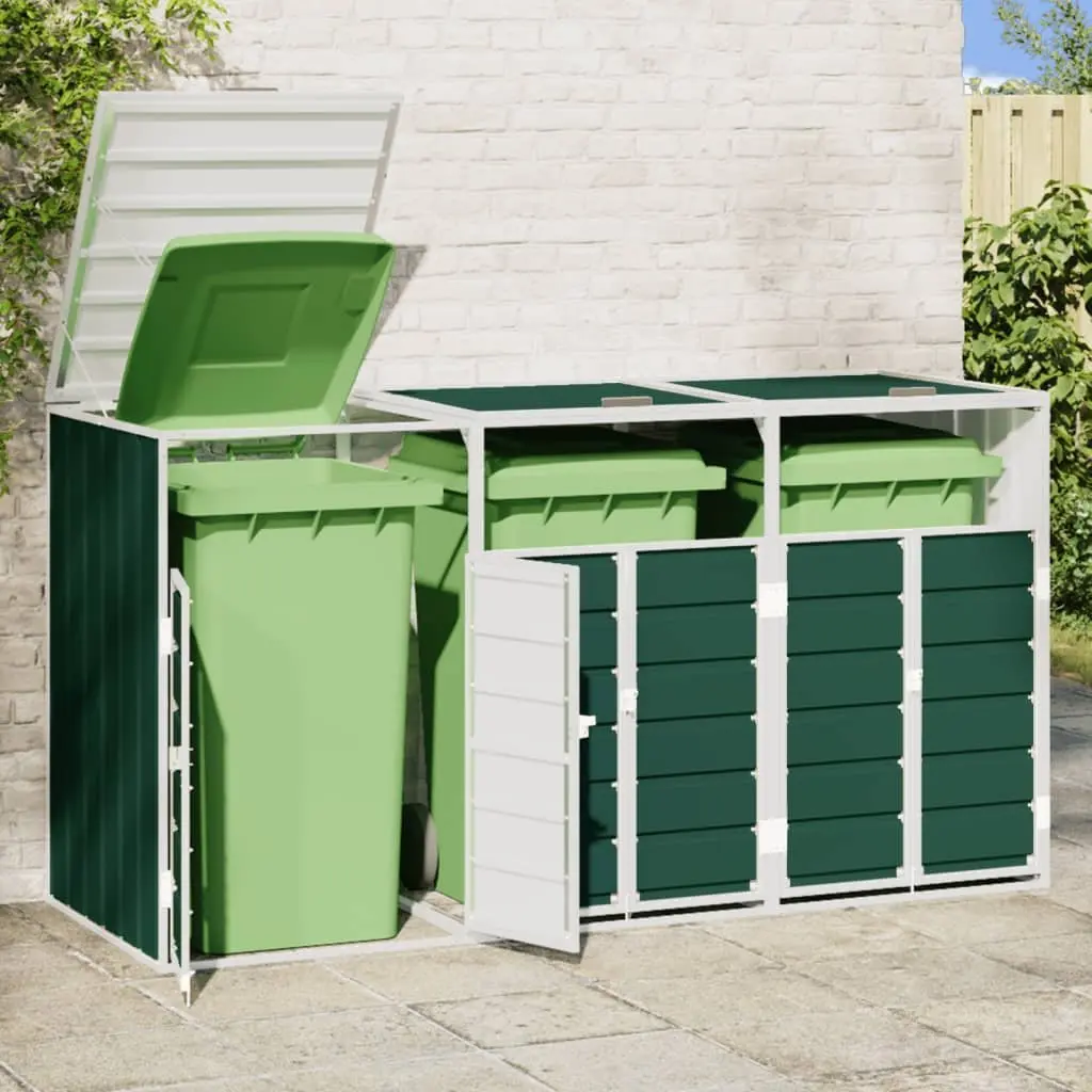 Wheelie Bin Storage Outdoor Garden Green Triple Bins Enclosure 216 x 81 x 115 cm