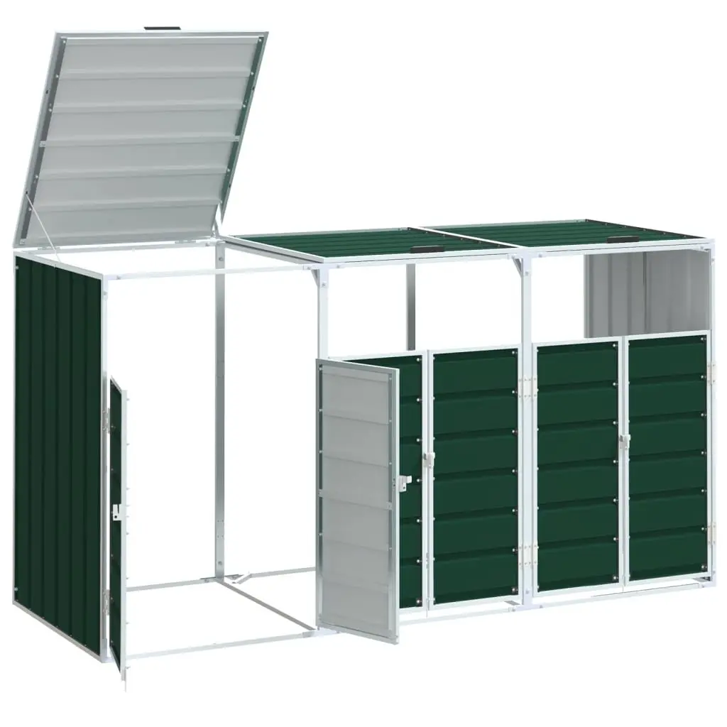Wheelie Bin Storage Outdoor Garden Green Triple Bins Enclosure 216 x 81 x 115 cm