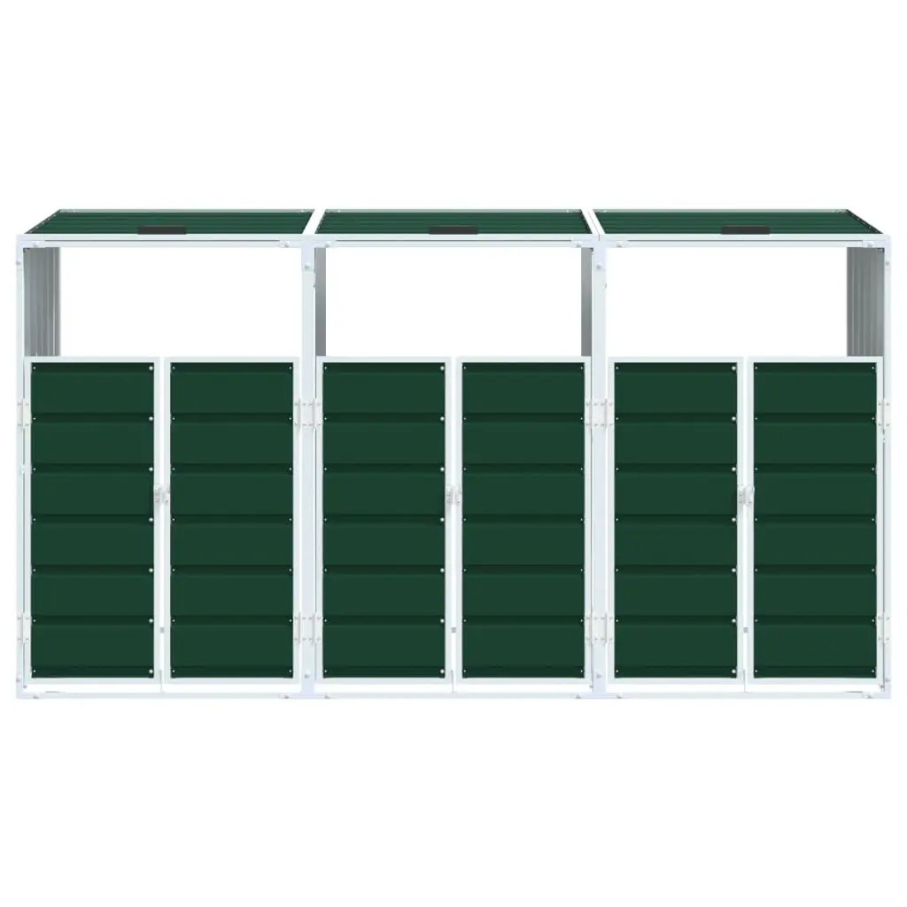 Wheelie Bin Storage Outdoor Garden Green Triple Bins Enclosure 216 x 81 x 115 cm