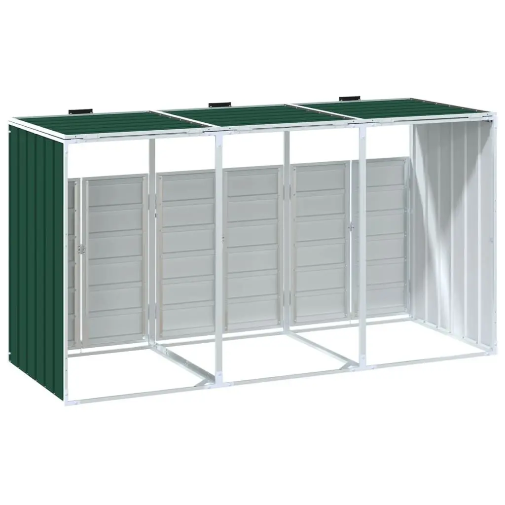 Wheelie Bin Storage Outdoor Garden Green Triple Bins Enclosure 216 x 81 x 115 cm