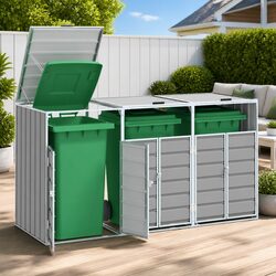 Specifications of Wheelie Bin Storage Triple Bins Grey Container