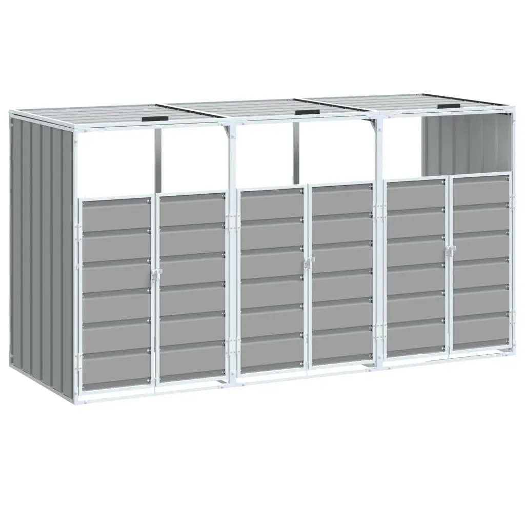 Wheelie Bin Storage Triple Bins Grey Container