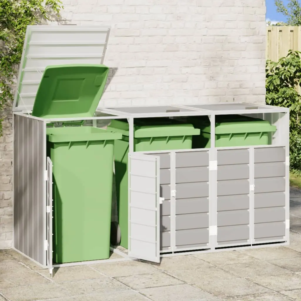 Wheelie Bin Storage Triple Bins Grey Container