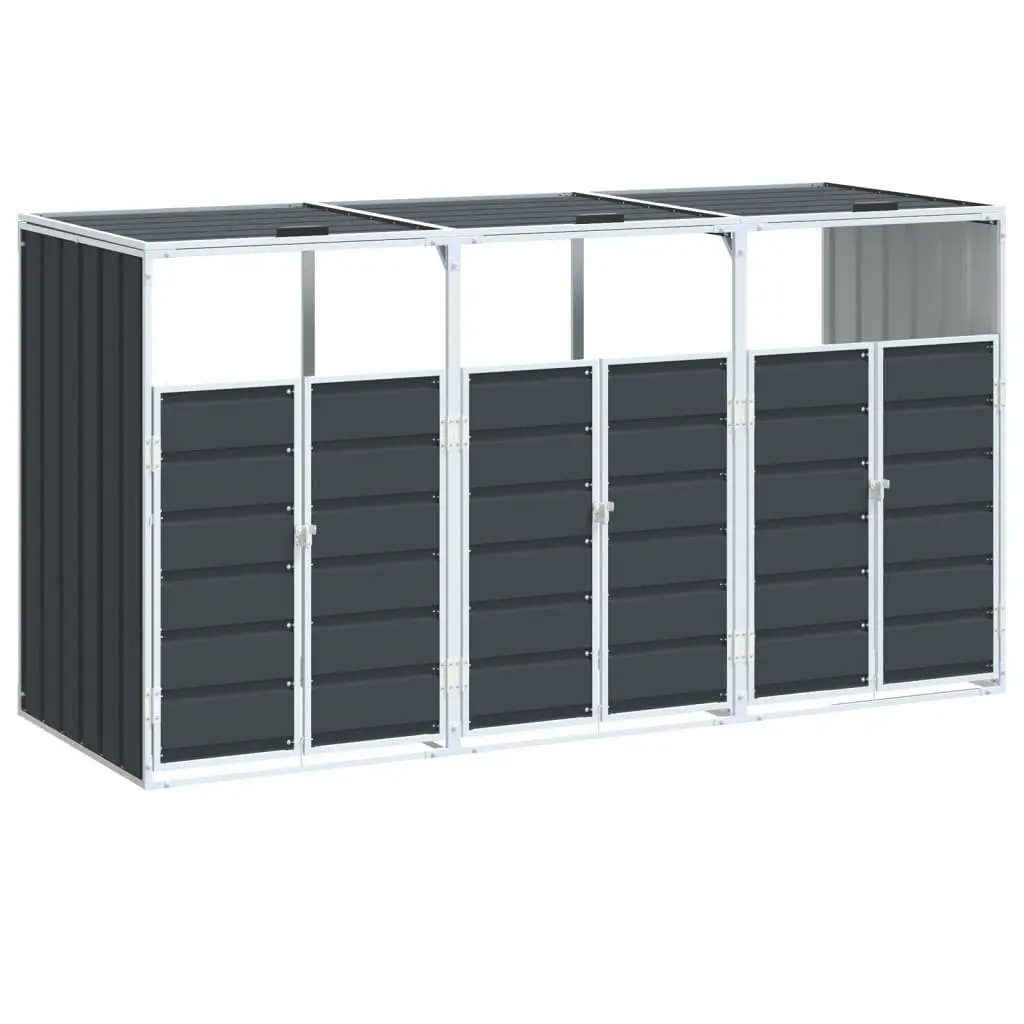 Wheelie Bin Storage for Triple Bins Anthracite 216x81x115 cm Steel Garden