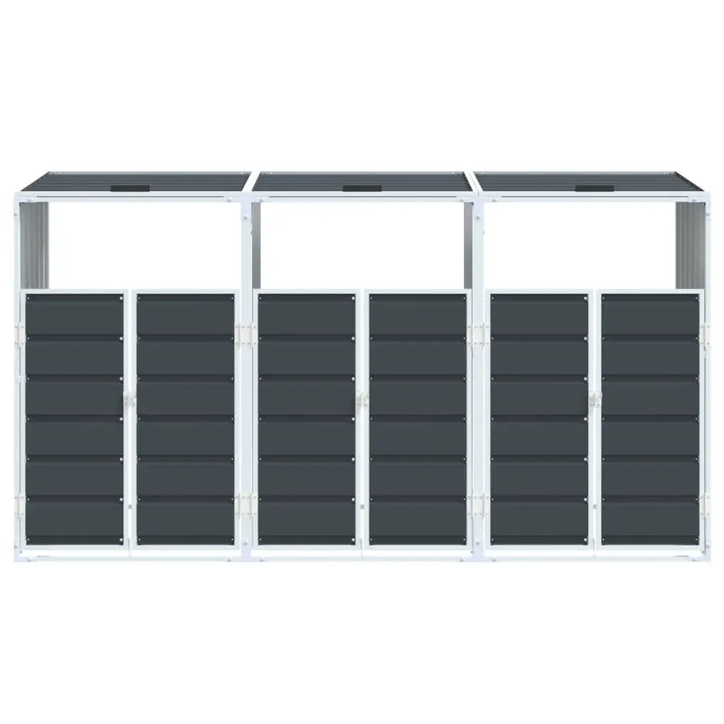 Wheelie Bin Storage for Triple Bins Anthracite 216x81x115 cm Steel Garden