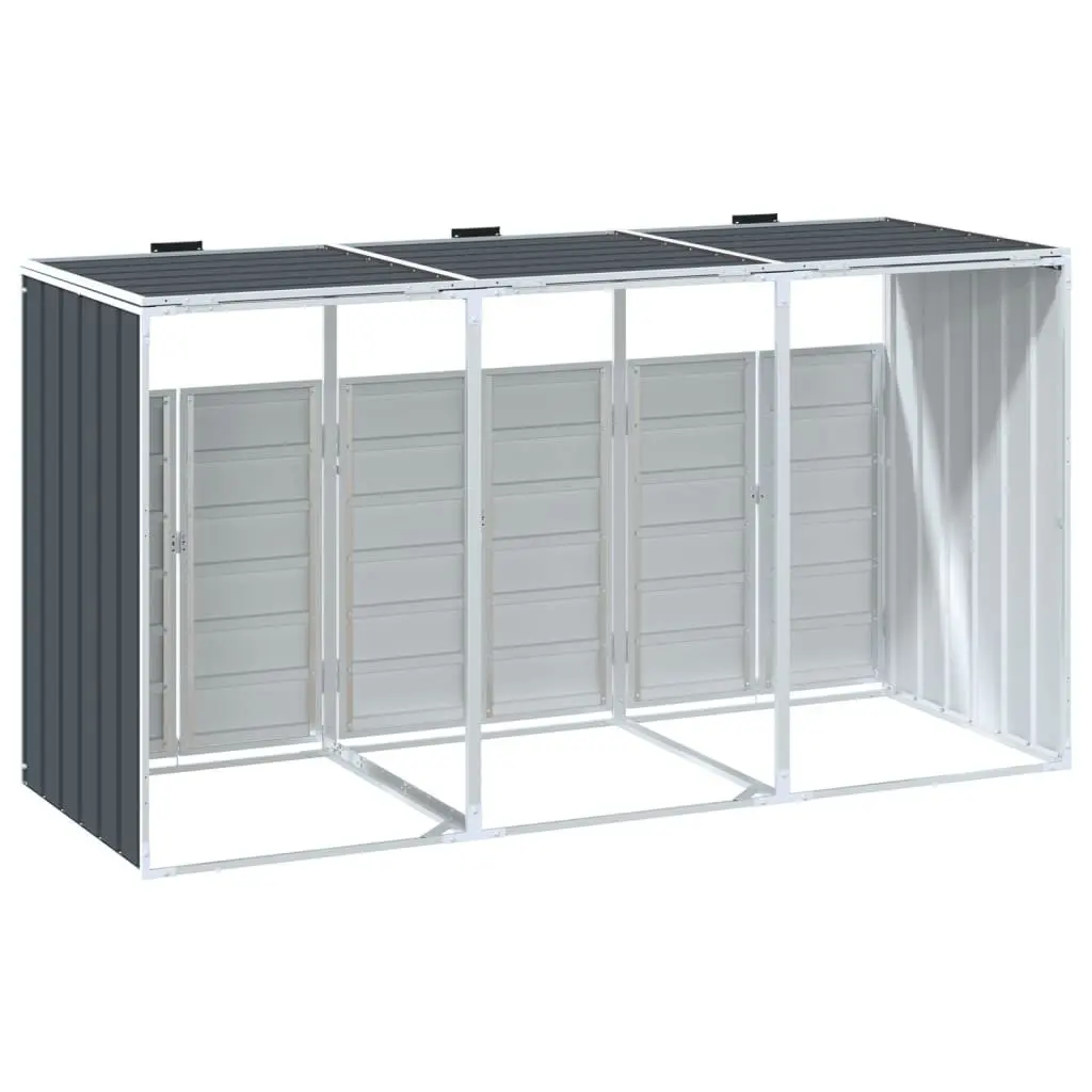 Wheelie Bin Storage for Triple Bins Anthracite 216x81x115 cm Steel Garden