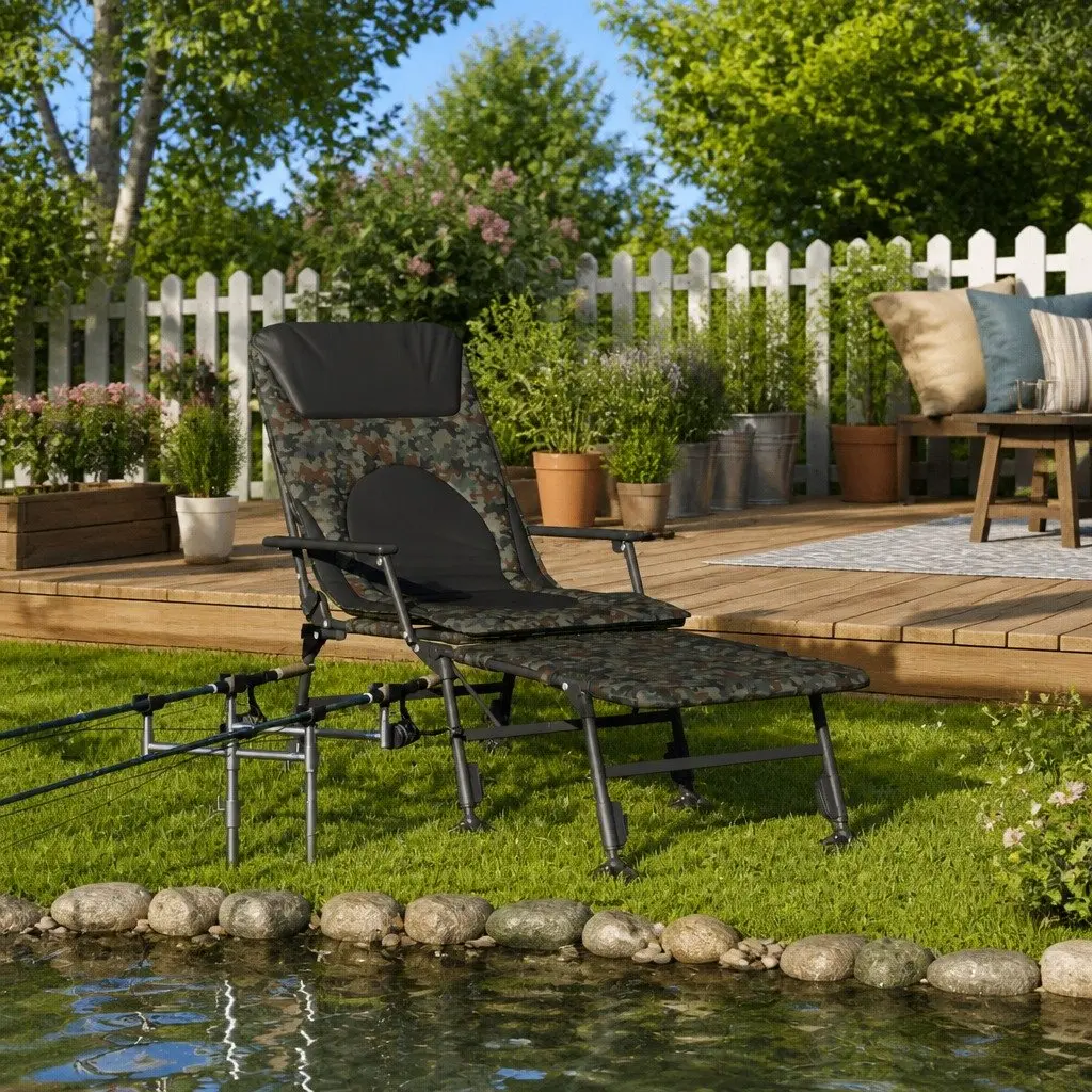 Fishing Bedchair Foldable Camping Bed Adjustable Mud Legs Outdoor Chair