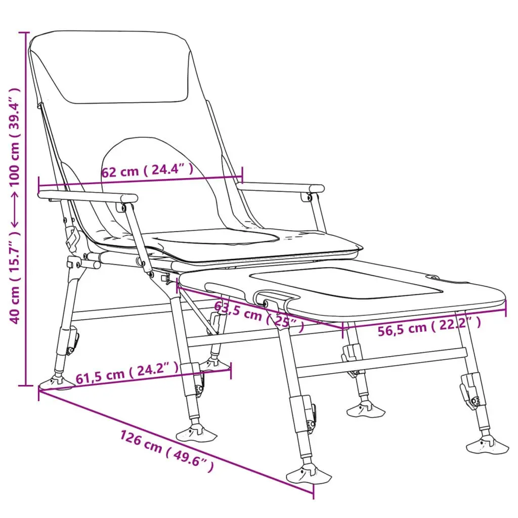 Fishing Bedchair Foldable Camping Bed Adjustable Mud Legs Outdoor Chair