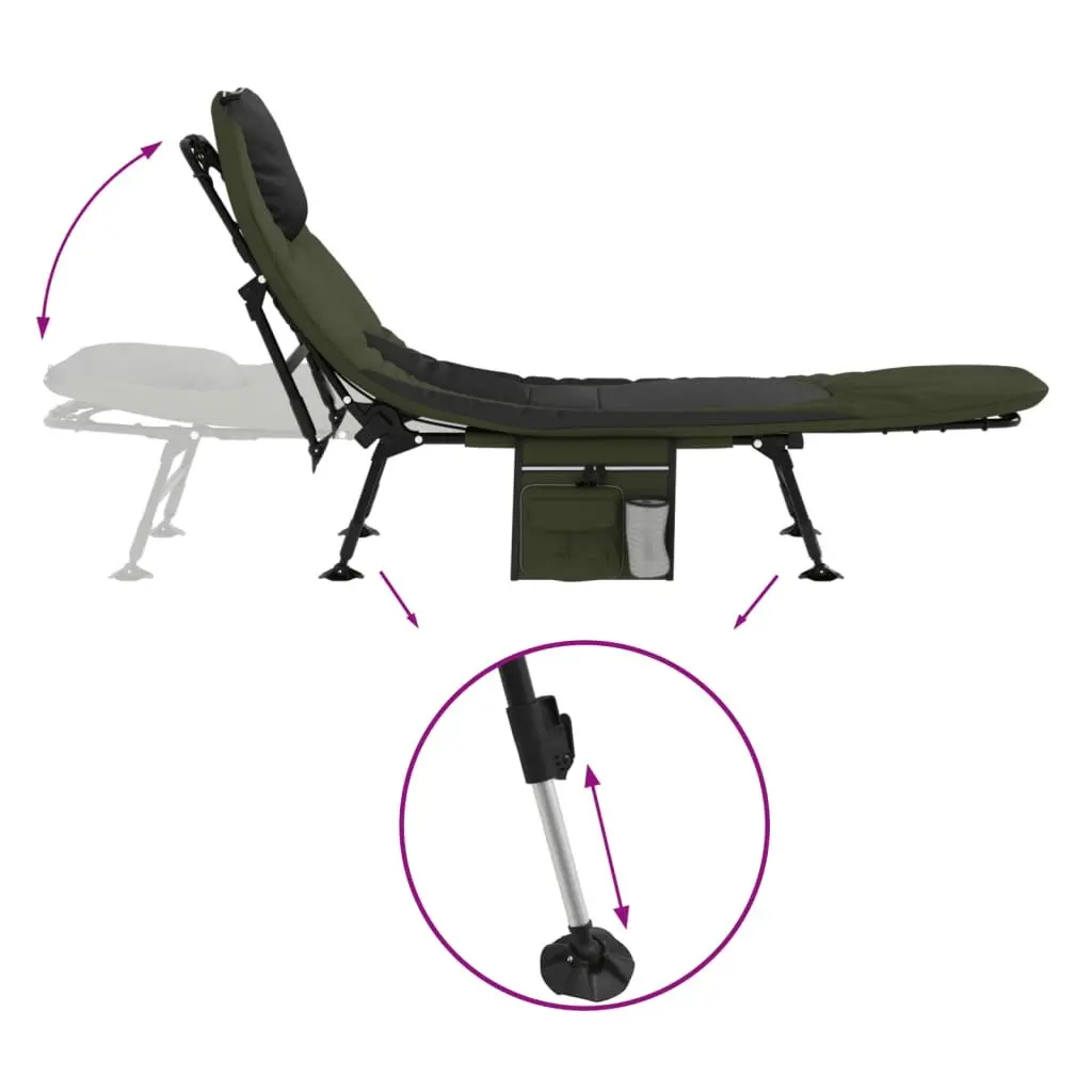 Foldable Fishing Bed Adjustable Back Mud Legs Outdoor Camping Lounger Green
