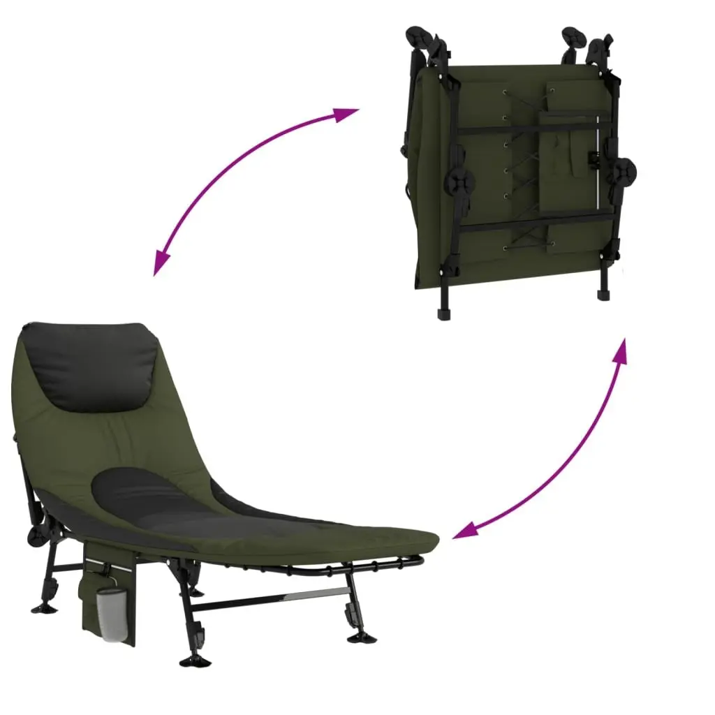 Foldable Fishing Bed Adjustable Back Mud Legs Outdoor Camping Lounger Green
