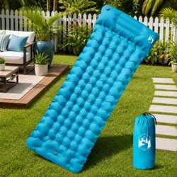 Self Inflating Camping Mattress 1-Person with Pillow Blue Sleeping Pad