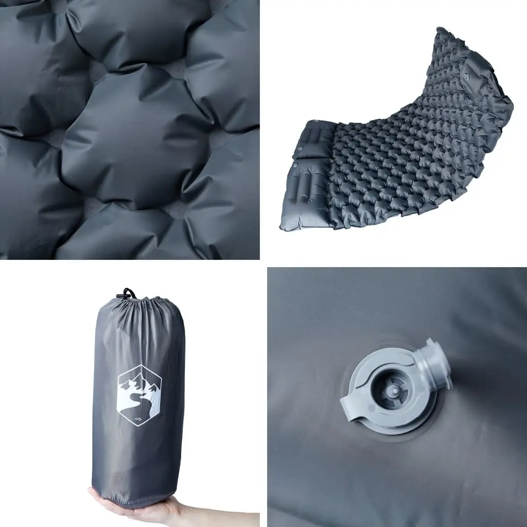 Self Inflating Camping Mattress 2-Person Double Air Bed Sleeping Pad Pillows