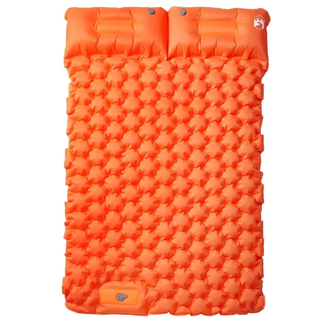 Self Inflating Camping Mattress 2-Person with Pillows Sleeping Pad Orange