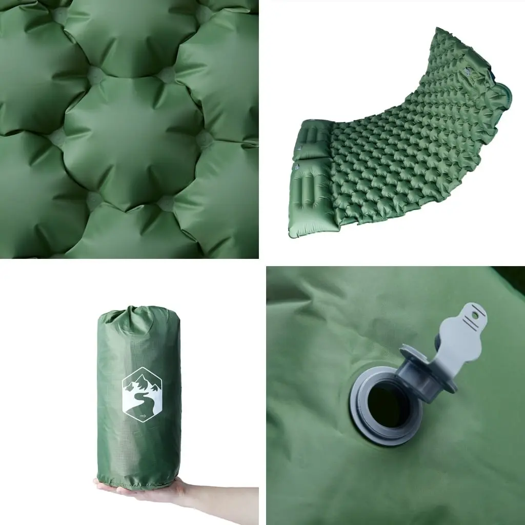 Self Inflating Camping Mattress 2 Person Air Bed Green Outdoor Sleeping Pad