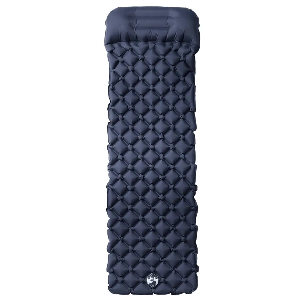 Inflatable Camping Mattress with Pillow 1-Person Grey Sleeping Pad Outdoor