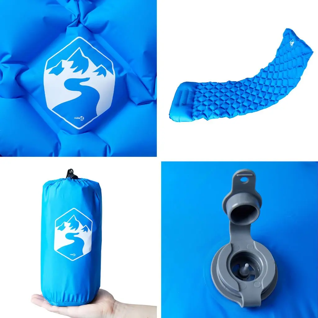 Inflatable Camping Mattress with Pillow Single Person Sleeping Pad Portable